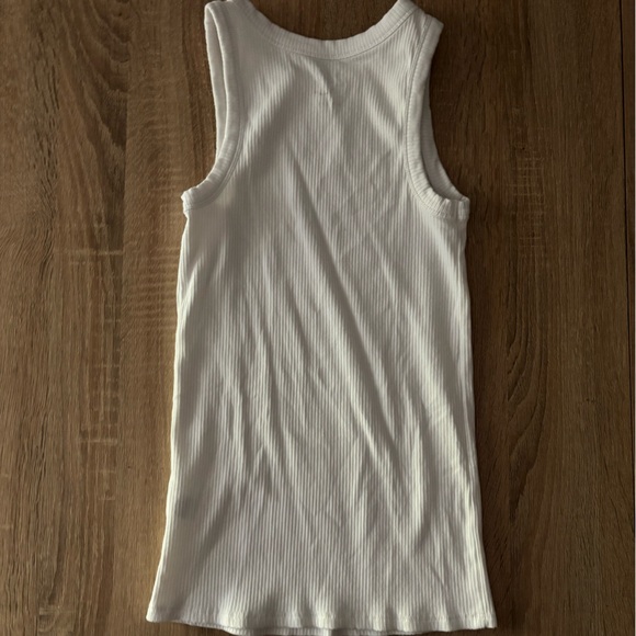 White Ribbed Racerback Tank Top - Picture 4 of 4